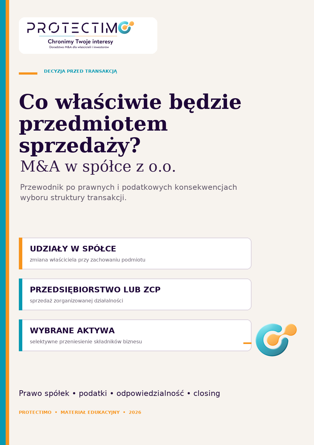 Okładka e-booka M&A w spółce z o.o.